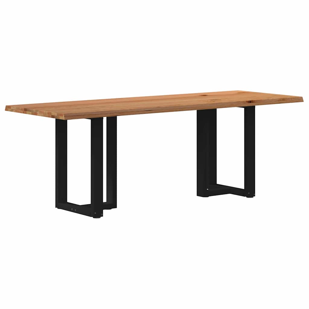 Eettafel met natuurlijke rand 220x80x74 cm massief eikenhout