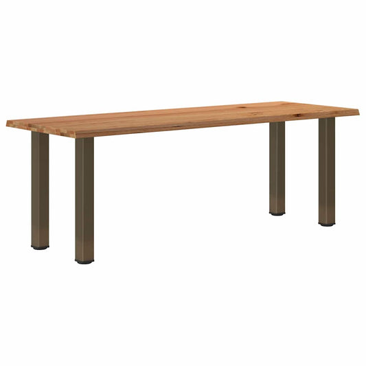 Eettafel met natuurlijke rand 220x80x74 cm massief eikenhout