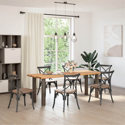 Eettafel met natuurlijke rand 220x80x74 cm massief eikenhout