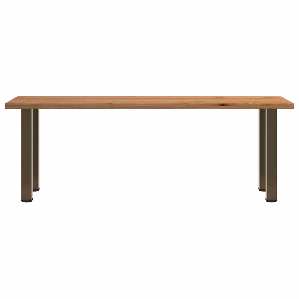 Eettafel met natuurlijke rand 220x80x74 cm massief eikenhout