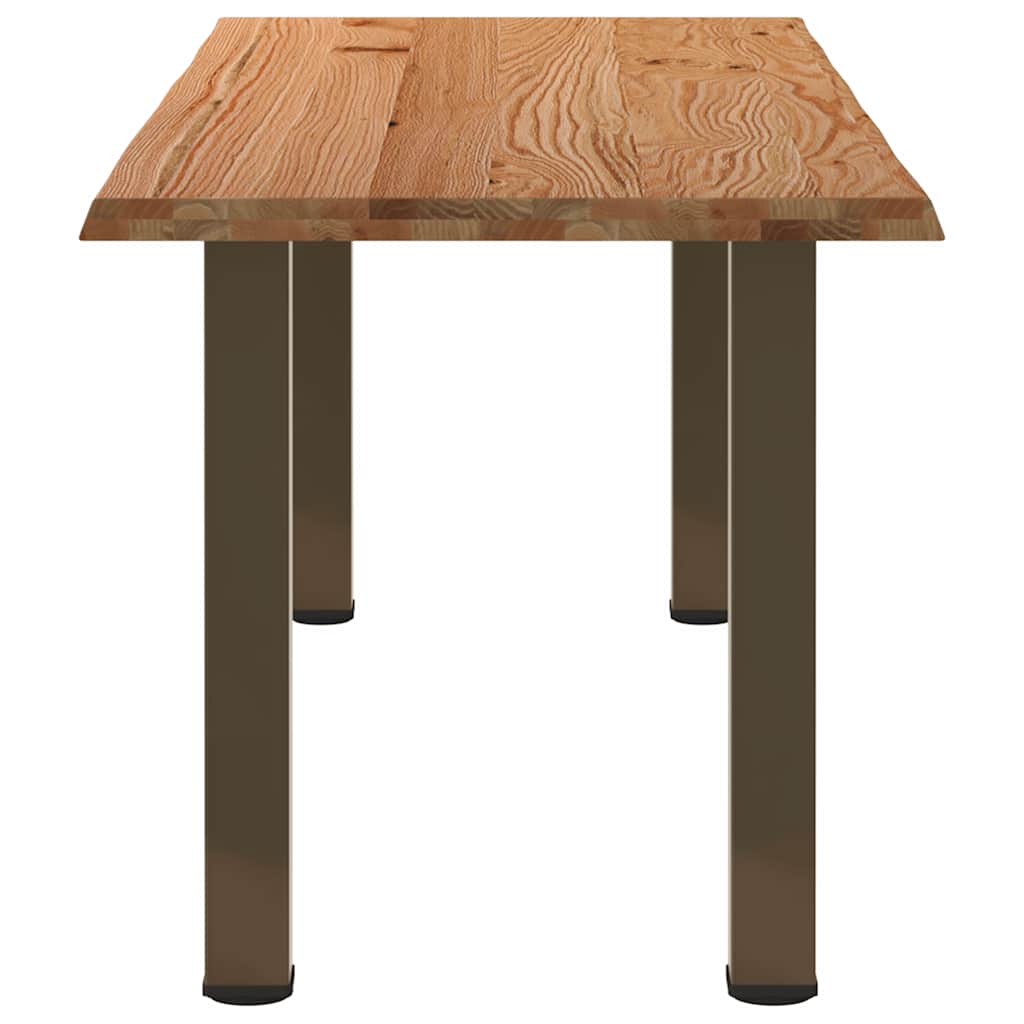 Eettafel met natuurlijke rand 220x80x74 cm massief eikenhout