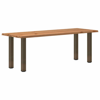 Eettafel met natuurlijke rand 220x80x74 cm massief eikenhout