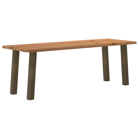 Eettafel met natuurlijke rand 220x80x74 cm massief eikenhout