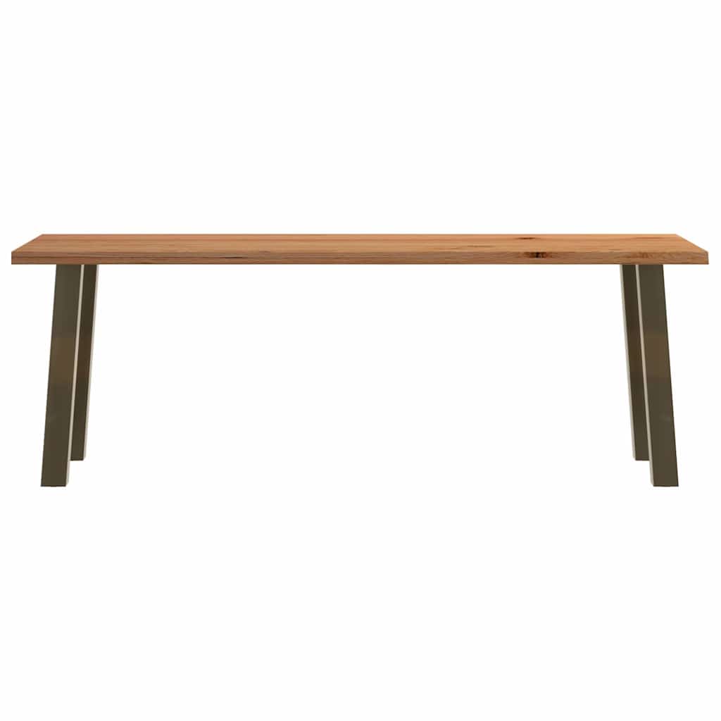 Eettafel met natuurlijke rand 220x80x74 cm massief eikenhout