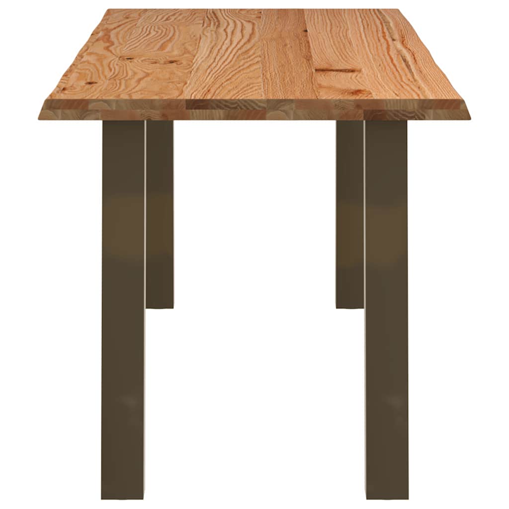 Eettafel met natuurlijke rand 220x80x74 cm massief eikenhout