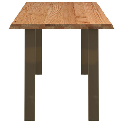 Eettafel met natuurlijke rand 220x80x74 cm massief eikenhout