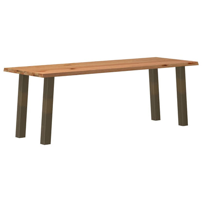 Eettafel met natuurlijke rand 220x80x74 cm massief eikenhout