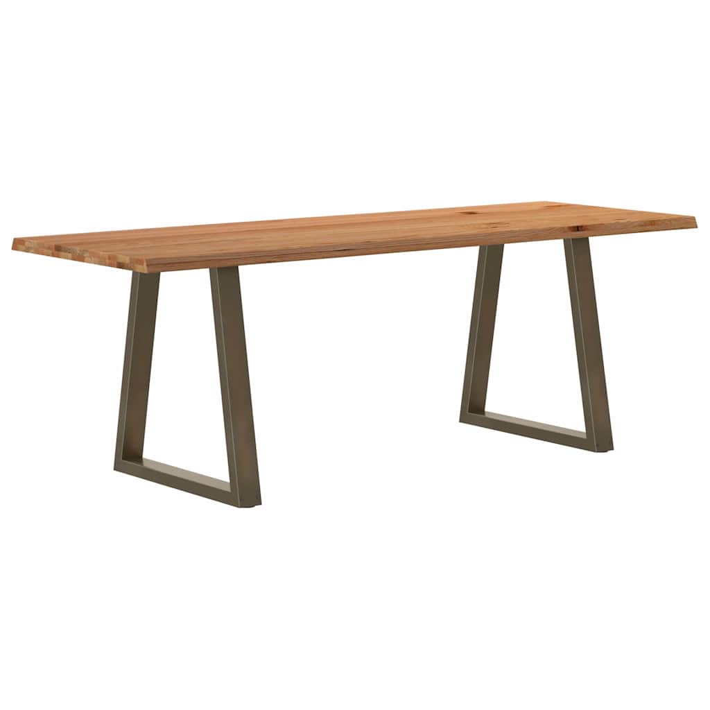 Eettafel met natuurlijke rand 220x80x74 cm massief eikenhout