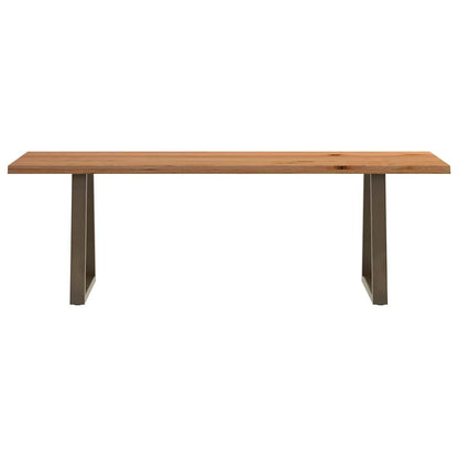 Eettafel met natuurlijke rand 220x80x74 cm massief eikenhout