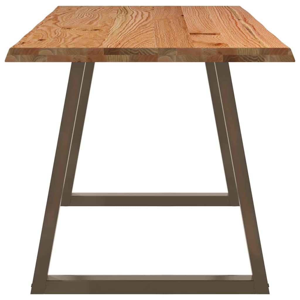 Eettafel met natuurlijke rand 220x80x74 cm massief eikenhout