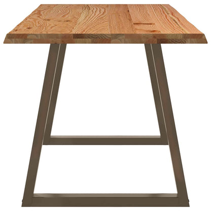 Eettafel met natuurlijke rand 220x80x74 cm massief eikenhout