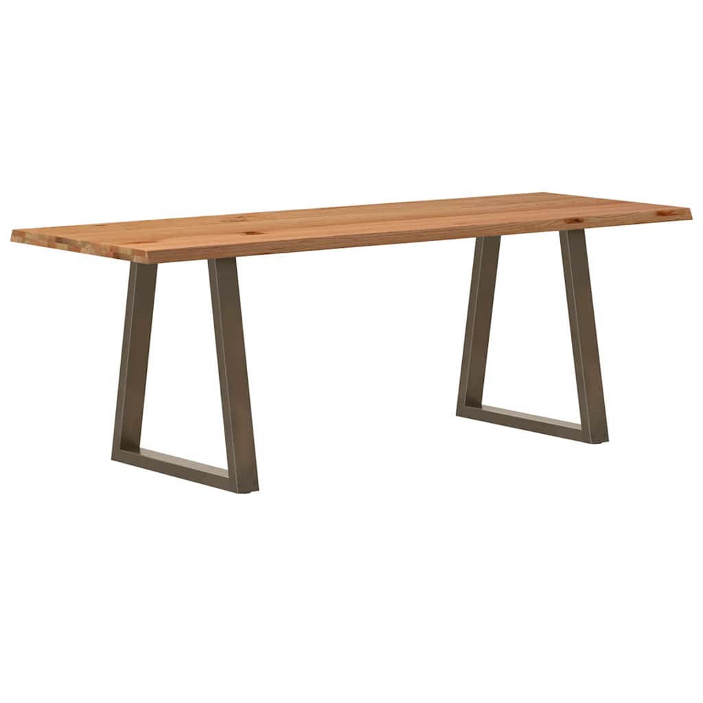 Eettafel met natuurlijke rand 220x80x74 cm massief eikenhout