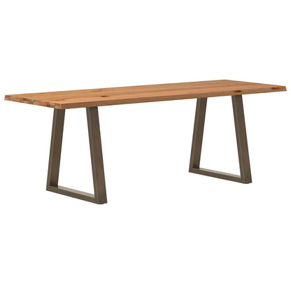 Eettafel met natuurlijke rand 220x80x74 cm massief eikenhout