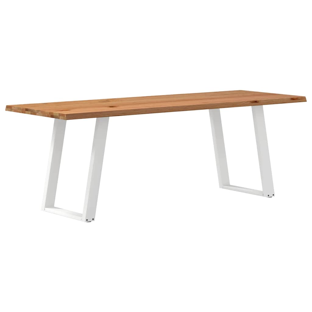 Eettafel met natuurlijke rand 220x80x74 cm massief eikenhout
