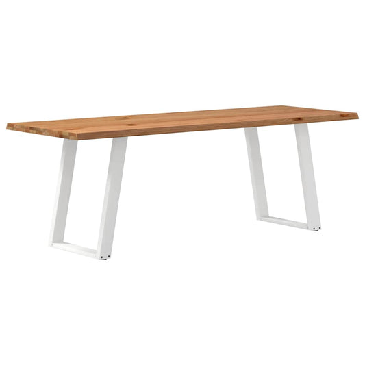 Eettafel met natuurlijke rand 220x80x74 cm massief eikenhout