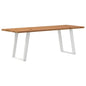 Eettafel met natuurlijke rand 220x80x74 cm massief eikenhout