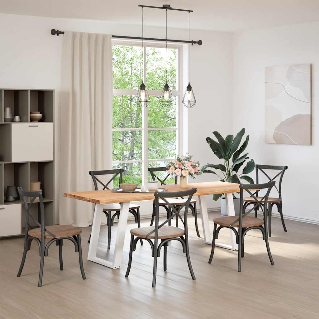 Eettafel met natuurlijke rand 220x80x74 cm massief eikenhout