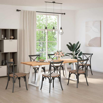 Eettafel met natuurlijke rand 220x80x74 cm massief eikenhout
