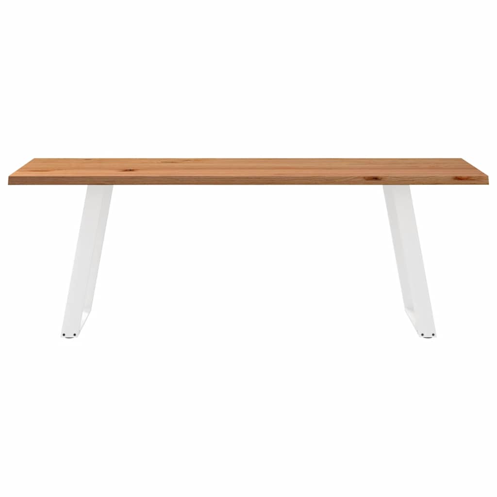 Eettafel met natuurlijke rand 220x80x74 cm massief eikenhout
