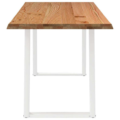 Eettafel met natuurlijke rand 220x80x74 cm massief eikenhout