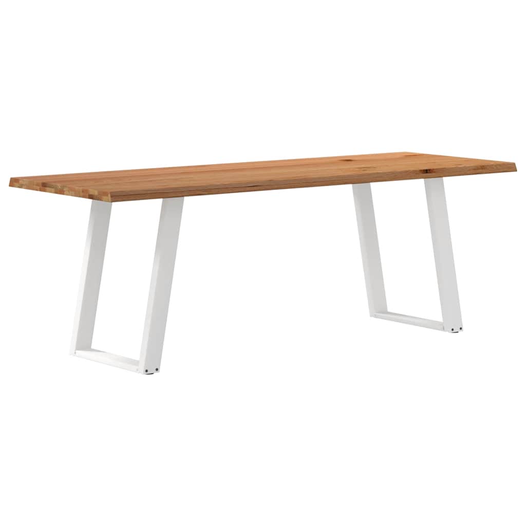 Eettafel met natuurlijke rand 220x80x74 cm massief eikenhout