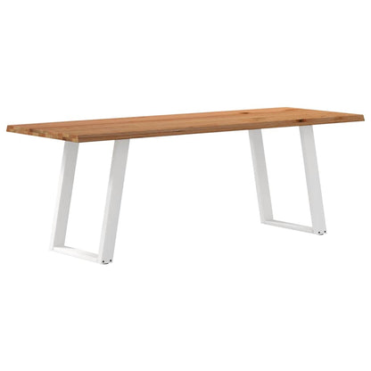 Eettafel met natuurlijke rand 220x80x74 cm massief eikenhout