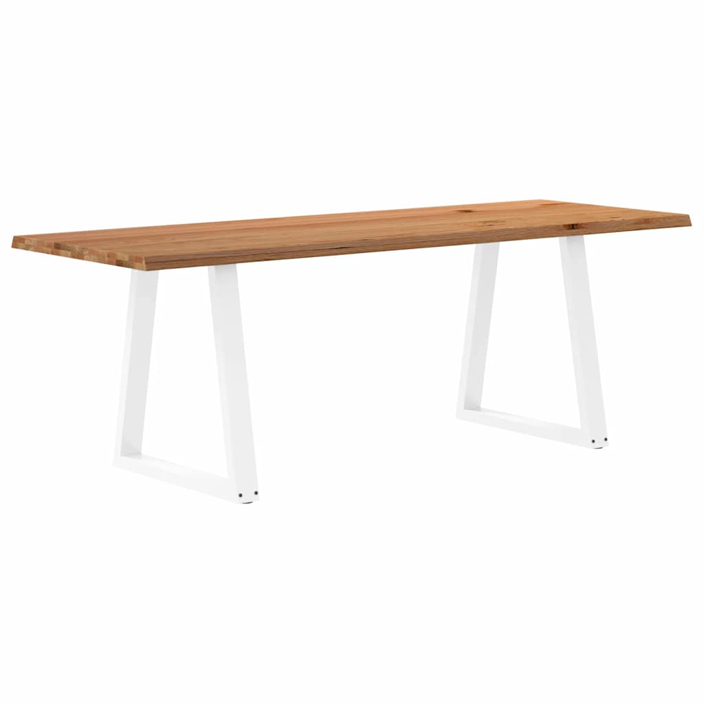 Eettafel met natuurlijke rand 220x80x74 cm massief eikenhout
