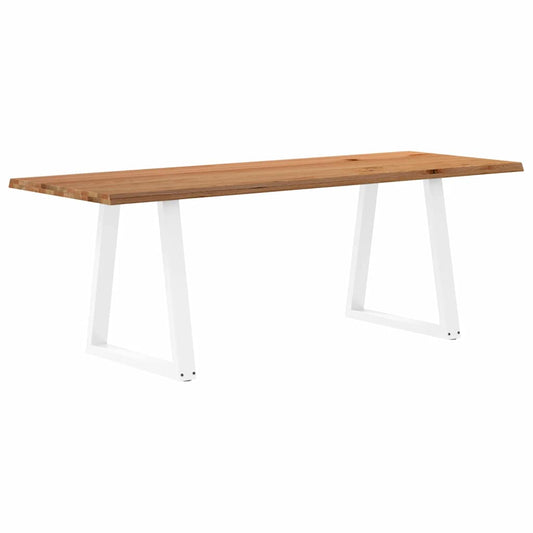 Eettafel met natuurlijke rand 220x80x74 cm massief eikenhout