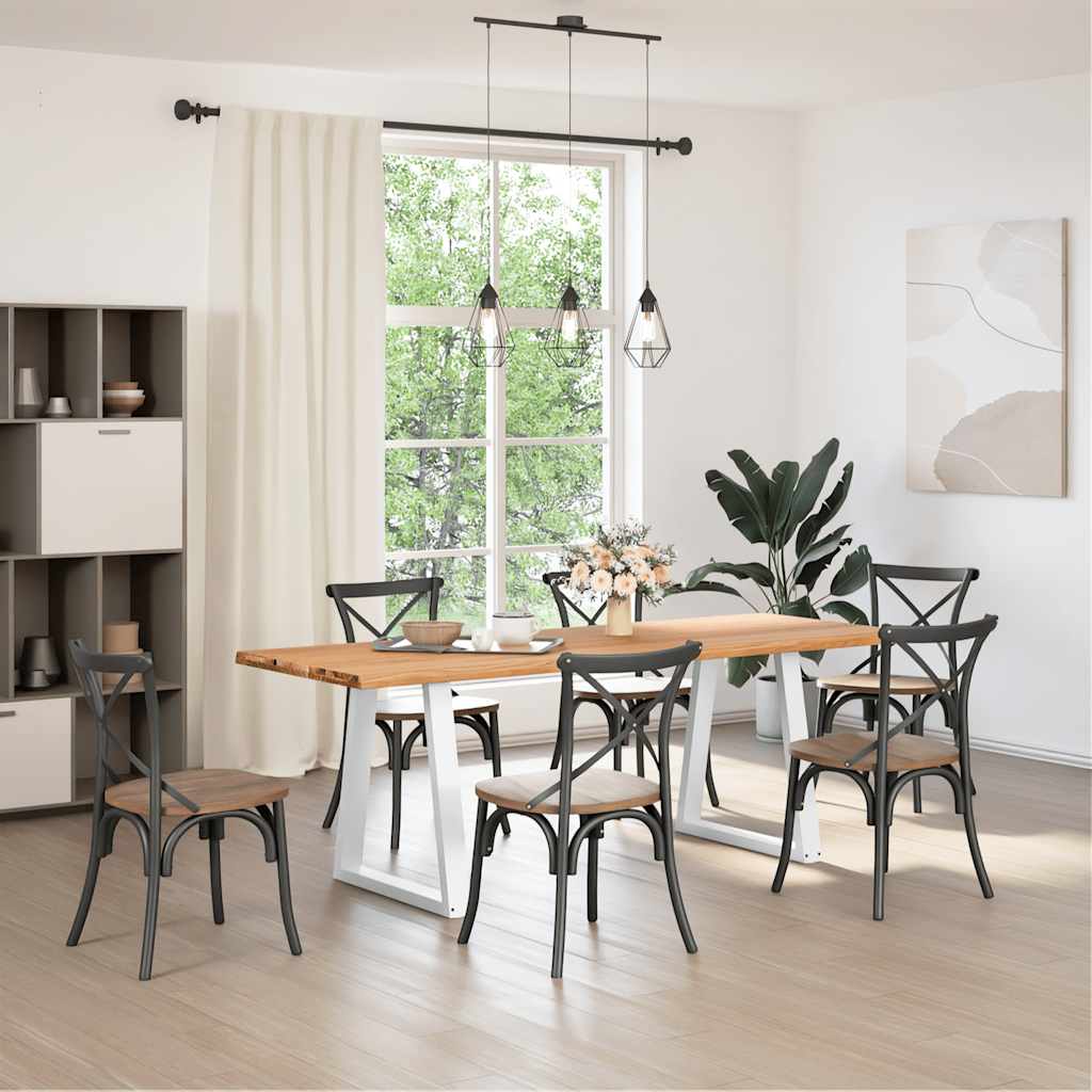 Eettafel met natuurlijke rand 220x80x74 cm massief eikenhout