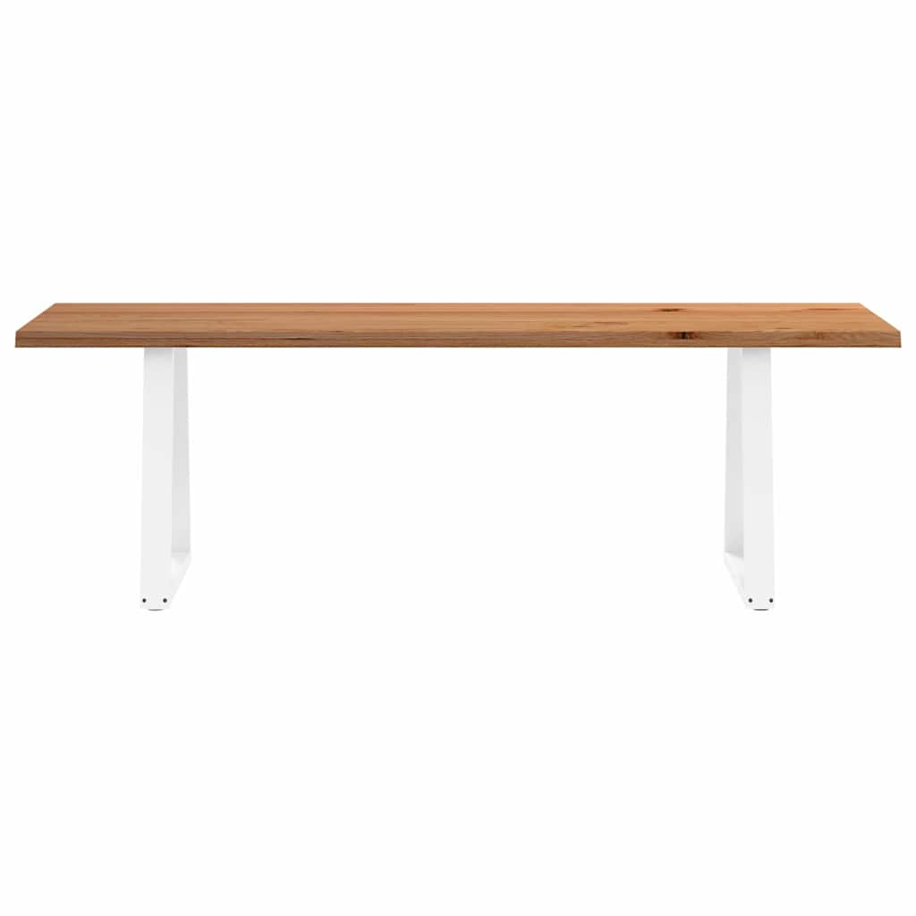 Eettafel met natuurlijke rand 220x80x74 cm massief eikenhout
