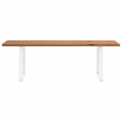 Eettafel met natuurlijke rand 220x80x74 cm massief eikenhout