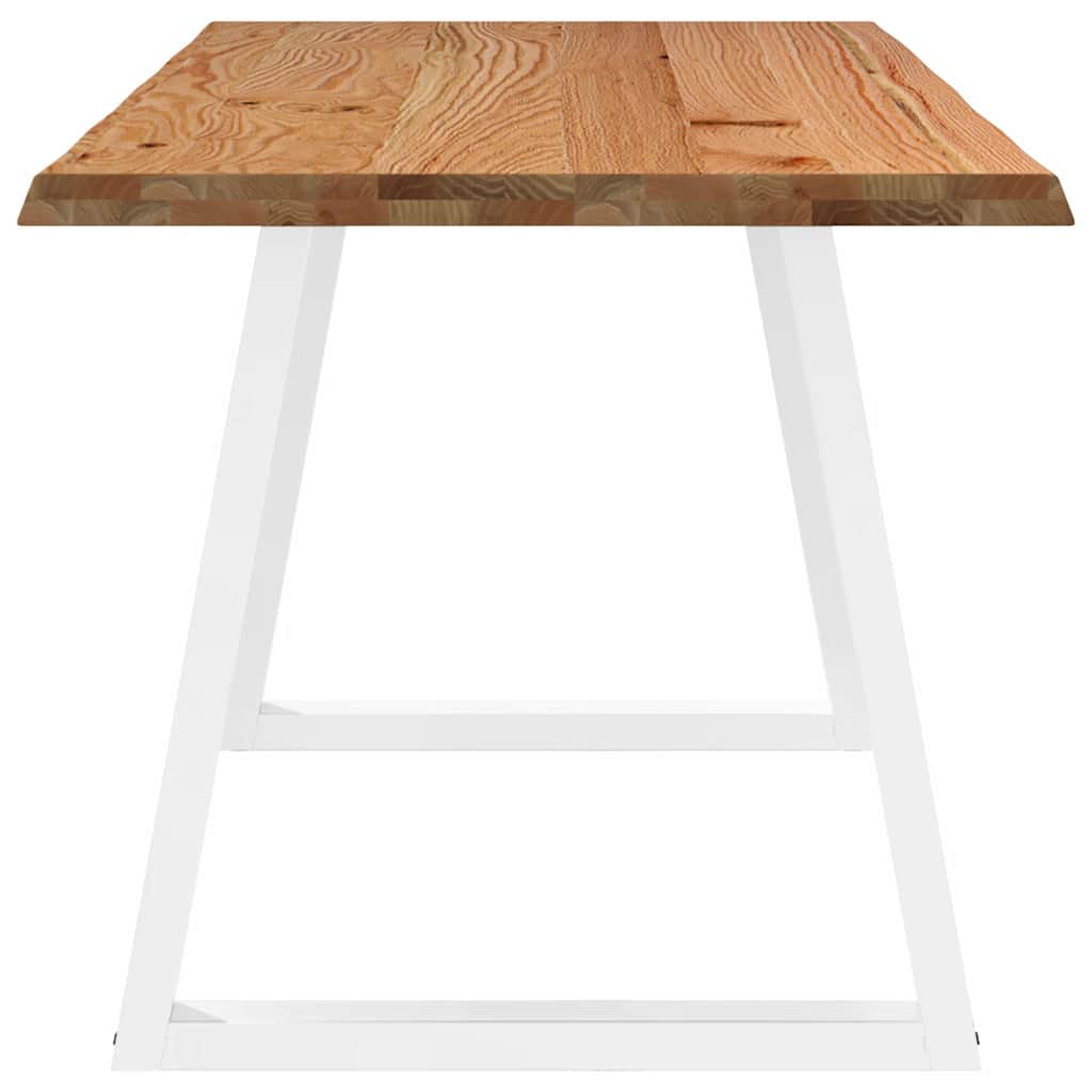 Eettafel met natuurlijke rand 220x80x74 cm massief eikenhout