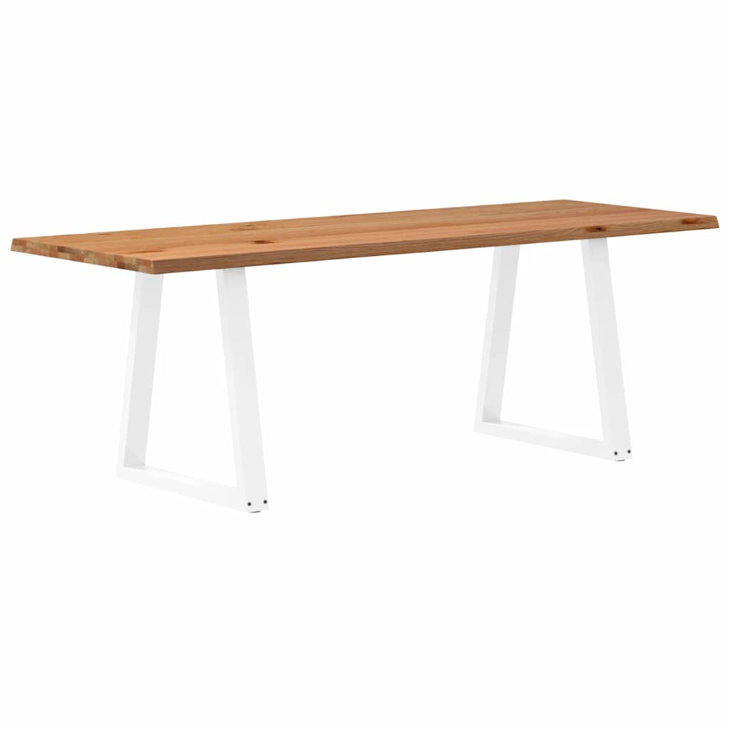 Eettafel met natuurlijke rand 220x80x74 cm massief eikenhout