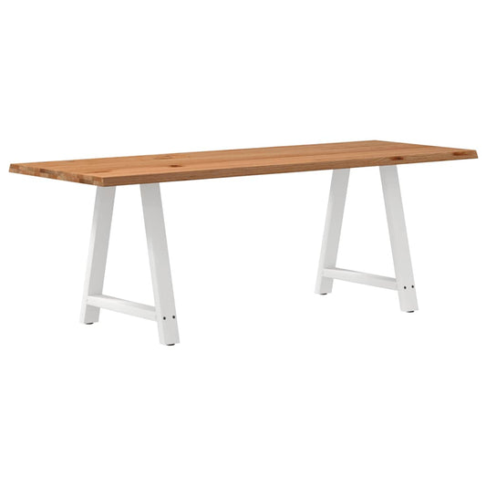 Eettafel met natuurlijke rand 220x80x74 cm massief eikenhout