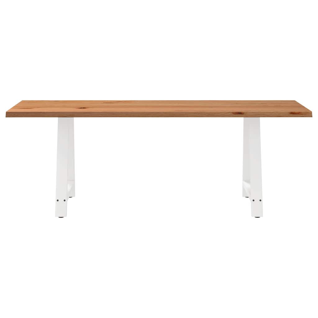 Eettafel met natuurlijke rand 220x80x74 cm massief eikenhout