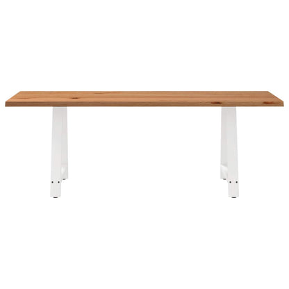 Eettafel met natuurlijke rand 220x80x74 cm massief eikenhout