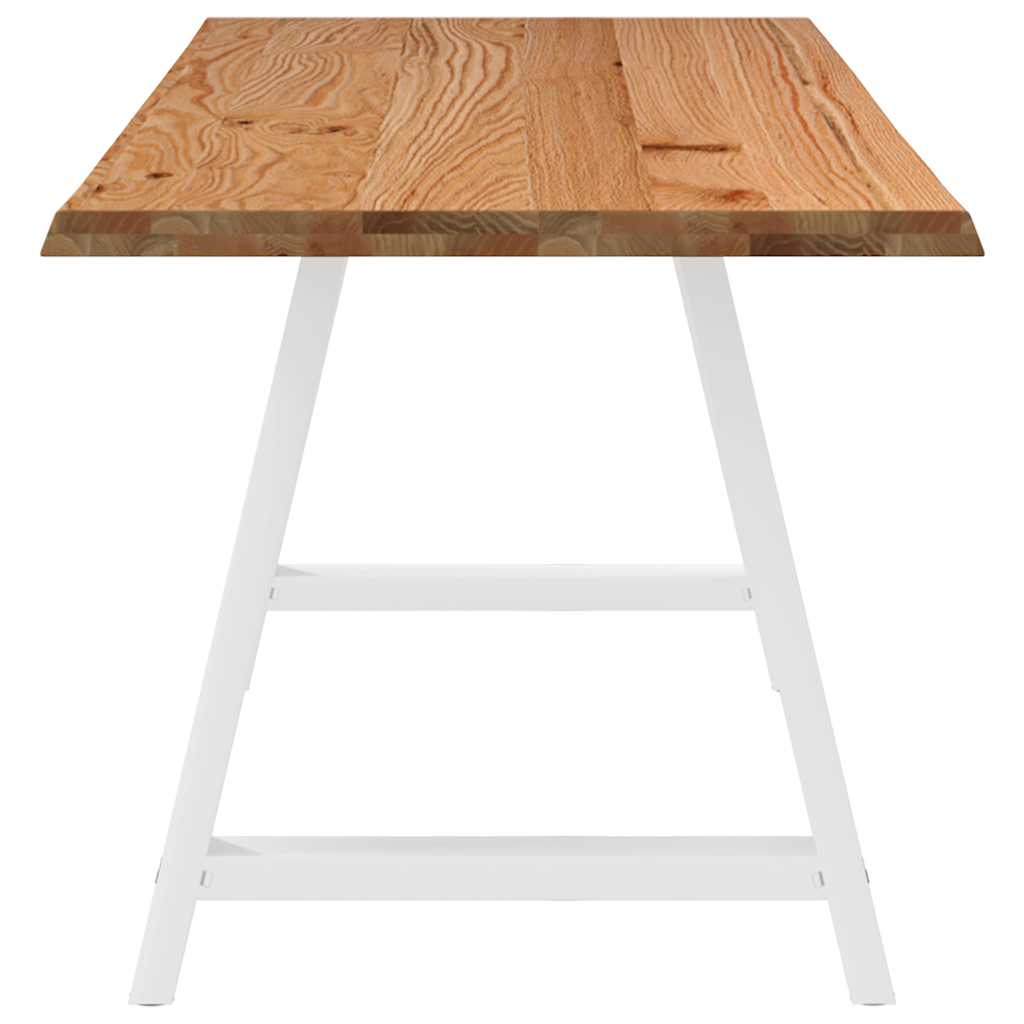 Eettafel met natuurlijke rand 220x80x74 cm massief eikenhout