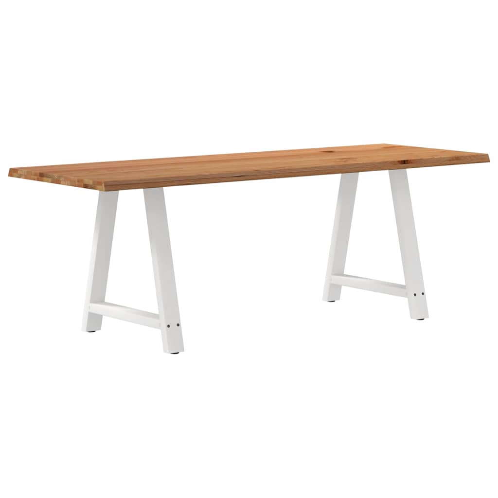 Eettafel met natuurlijke rand 220x80x74 cm massief eikenhout