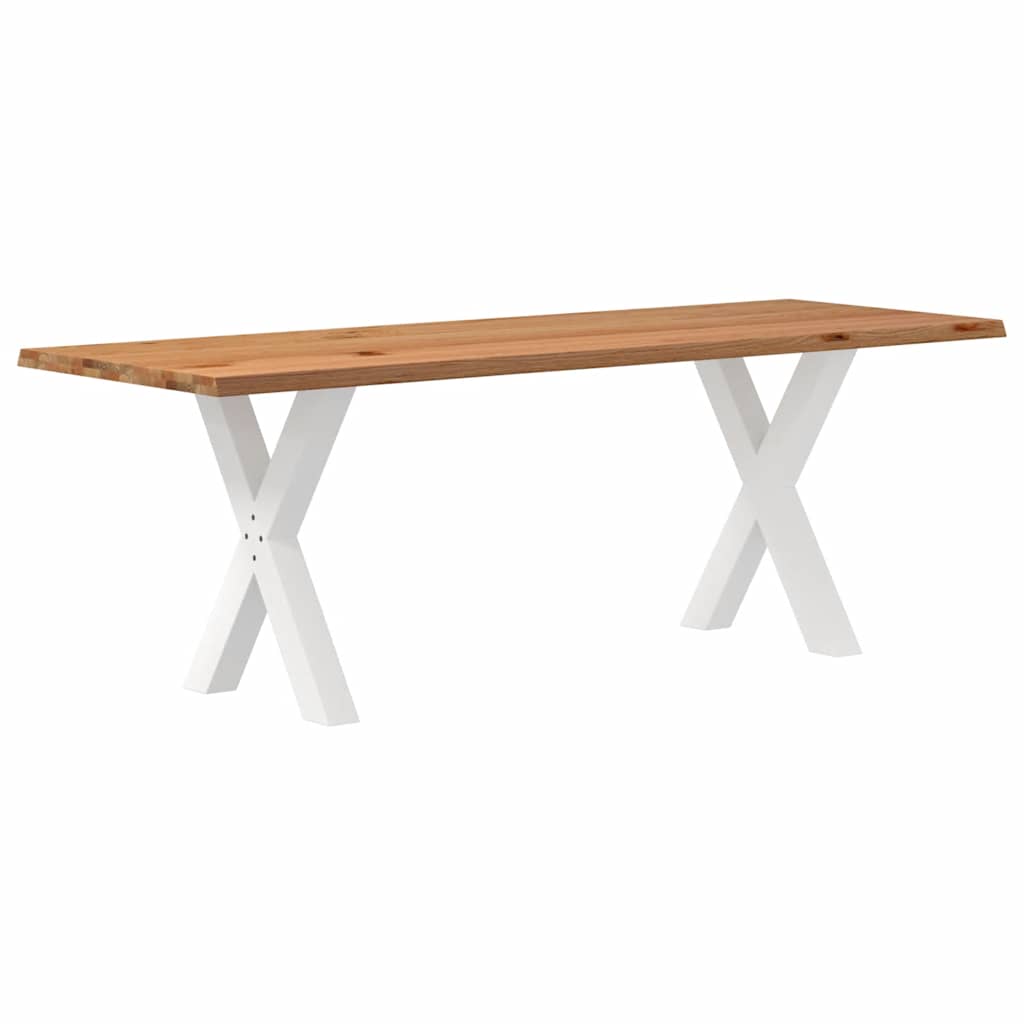Eettafel met natuurlijke rand 220x80x74 cm massief eikenhout