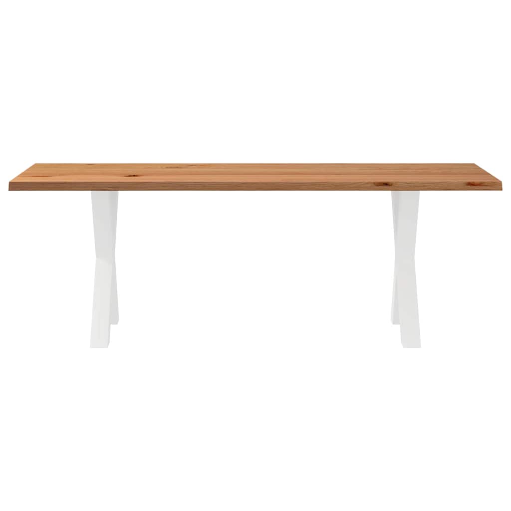 Eettafel met natuurlijke rand 220x80x74 cm massief eikenhout