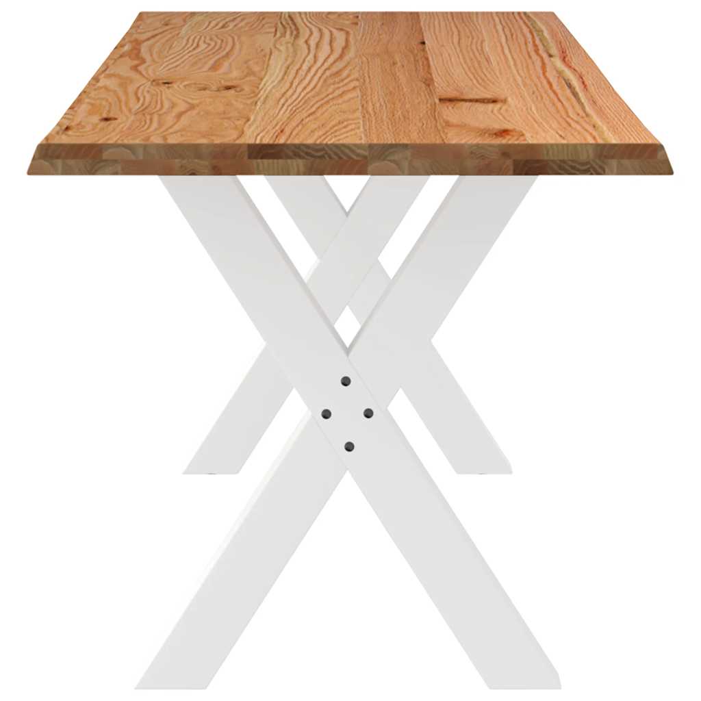Eettafel met natuurlijke rand 220x80x74 cm massief eikenhout