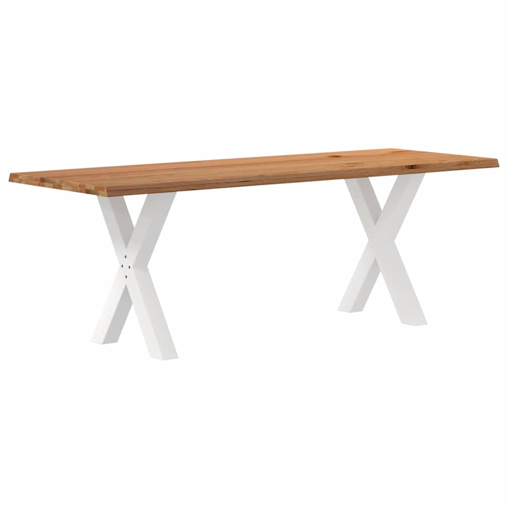 Eettafel met natuurlijke rand 220x80x74 cm massief eikenhout