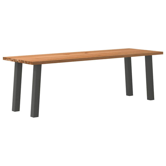 Eettafel rechthoekig 240x80x74 cm massief eikenhout lichtbruin
