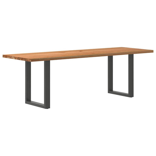 Eettafel rechthoekig 240x80x74 cm massief eikenhout lichtbruin