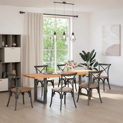 Eettafel rechthoekig 240x80x74 cm massief eikenhout lichtbruin