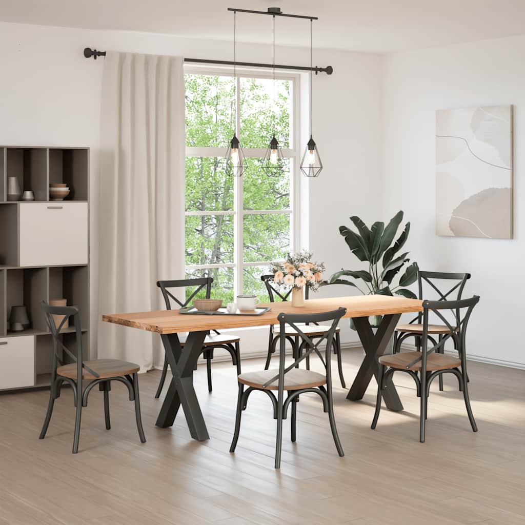 Eettafel rechthoekig 240x80x74 cm massief eikenhout lichtbruin