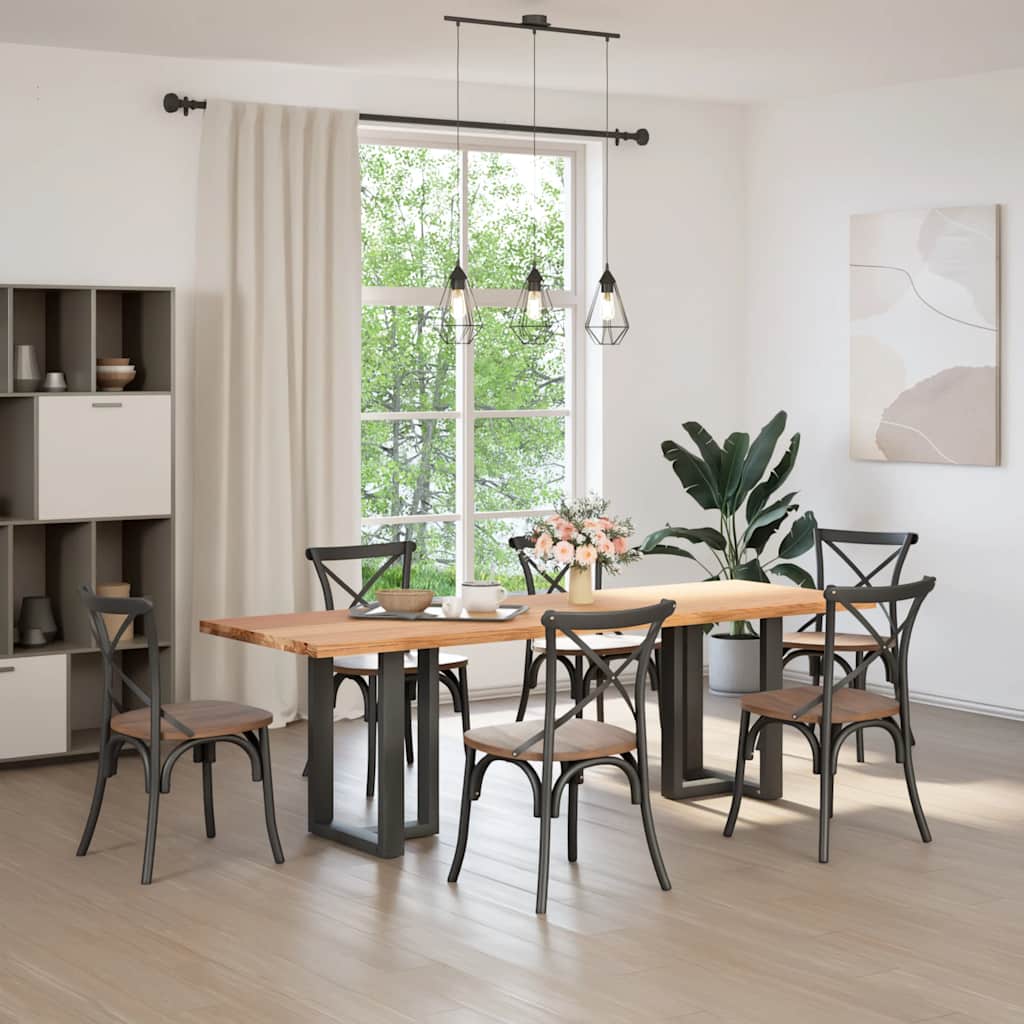 Eettafel rechthoekig 240x80x74 cm massief eikenhout lichtbruin