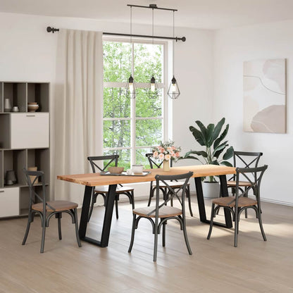 Eettafel rechthoekig 240x80x74 cm massief eikenhout lichtbruin