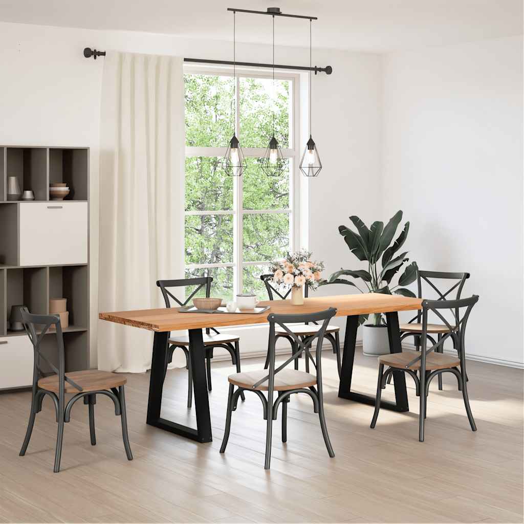 Eettafel rechthoekig 240x80x74 cm massief eikenhout lichtbruin