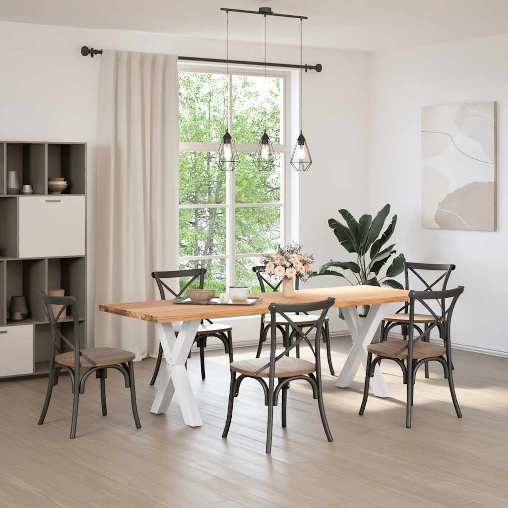 Eettafel rechthoekig 240x80x74 cm massief eikenhout lichtbruin